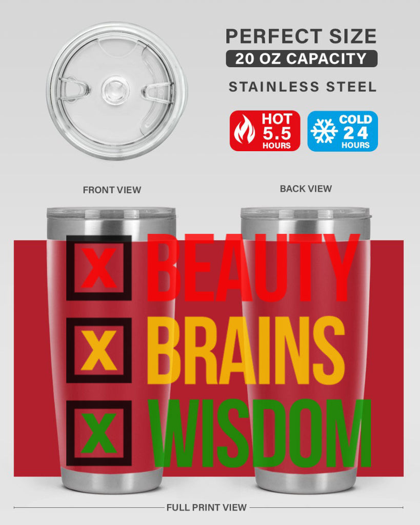 beauty brains wisdom 262#- black words phrases- Cotton Tank