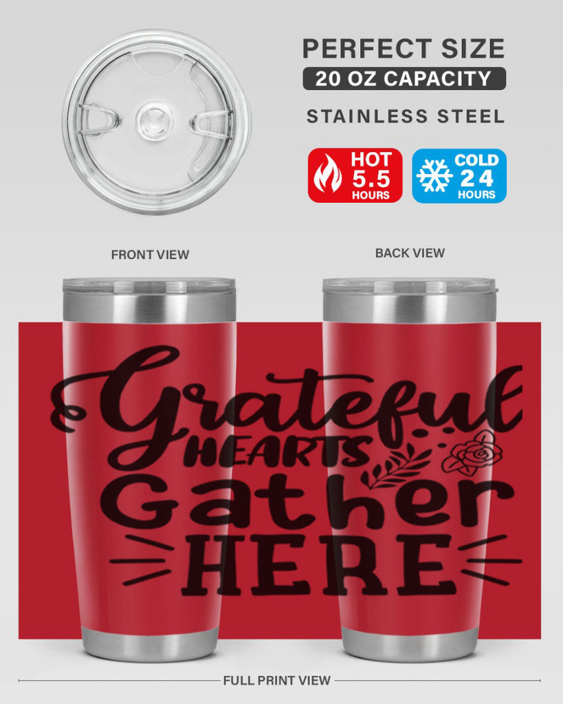 grateful hearts gather here 58#- thanksgiving- Tumbler