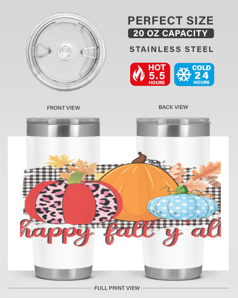 Happy Fall Yall Leopard 229#- fall- Tumbler