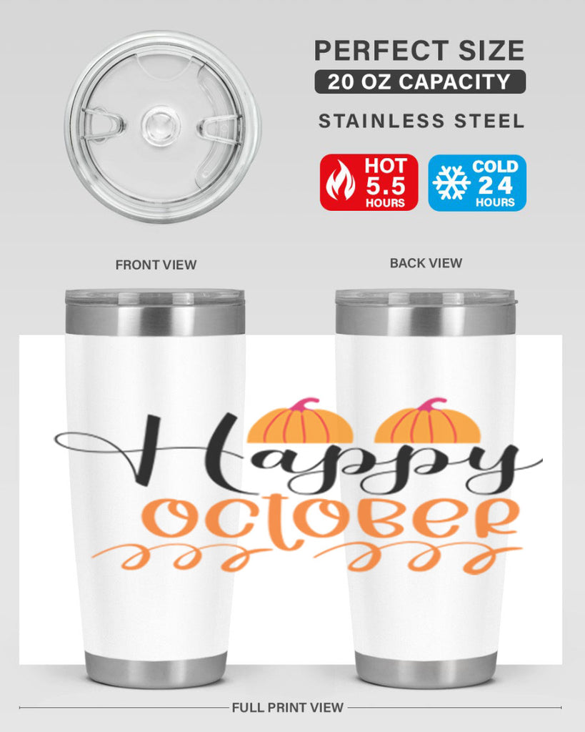 Happy October 238#- fall- Tumbler