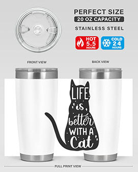 Life Is Better With A Cat Style 98#- cat- Tumbler