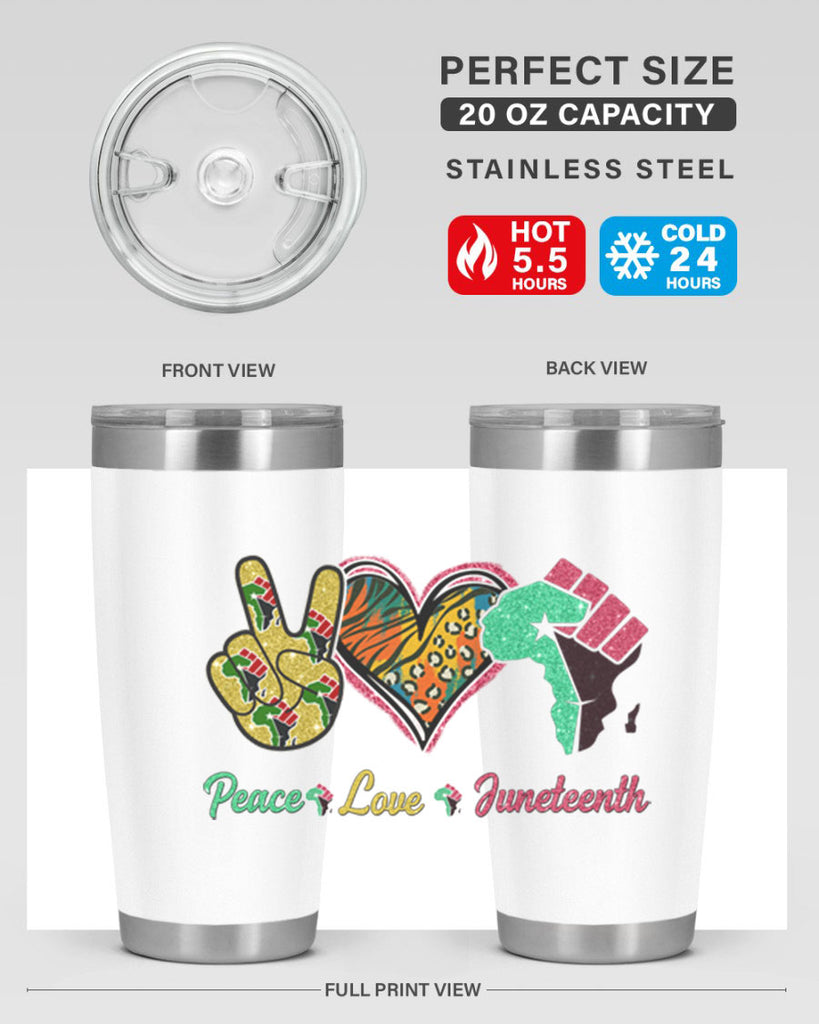 Peace Love Juneteenth Day Fist Png 8#- Juneteenth- tumbler