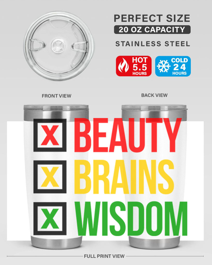 beauty brains wisdom 262#- black words phrases- Cotton Tank