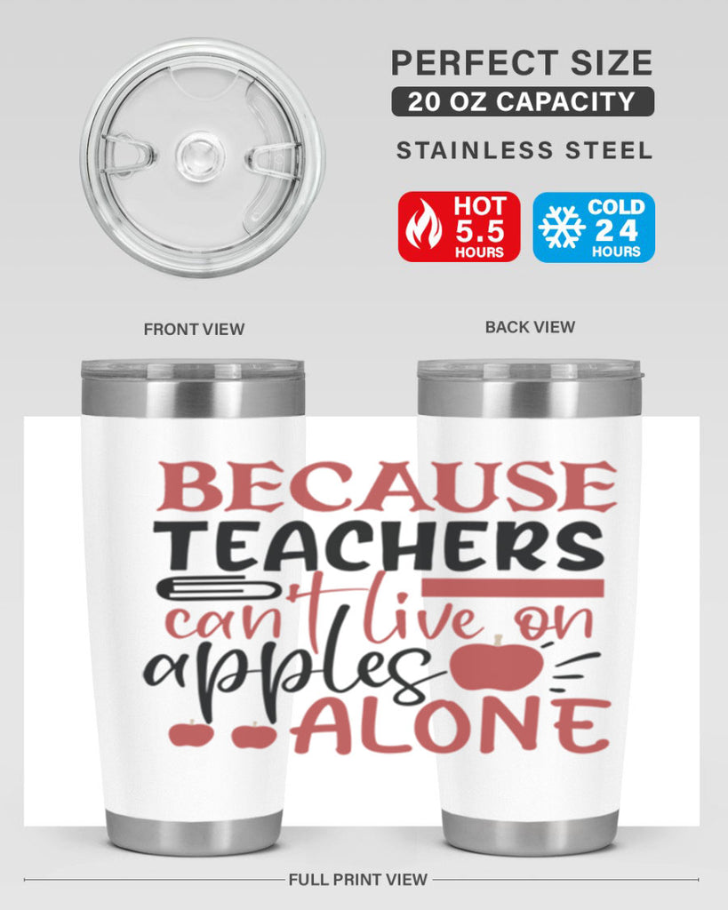 because teachers cant live on apples alone Style 121#- teacher- tumbler
