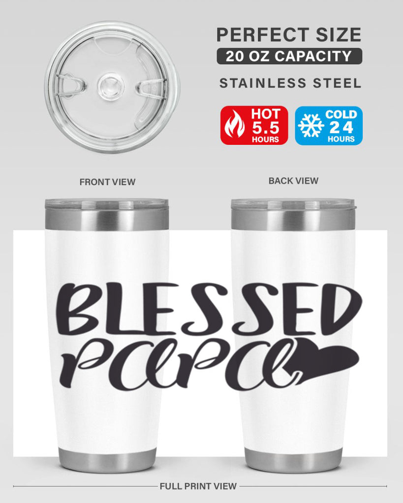 blessed papa 70#- grandpa - papa- Tumbler