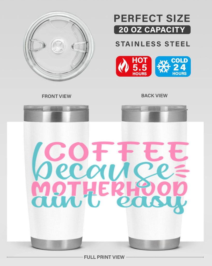 coffee becasue motherhood aint easy 352#- mom- Tumbler