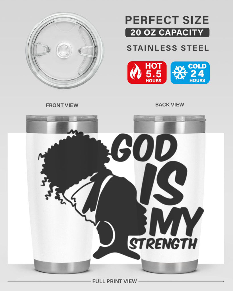 god is my strength- black words phrases- Cotton Tank