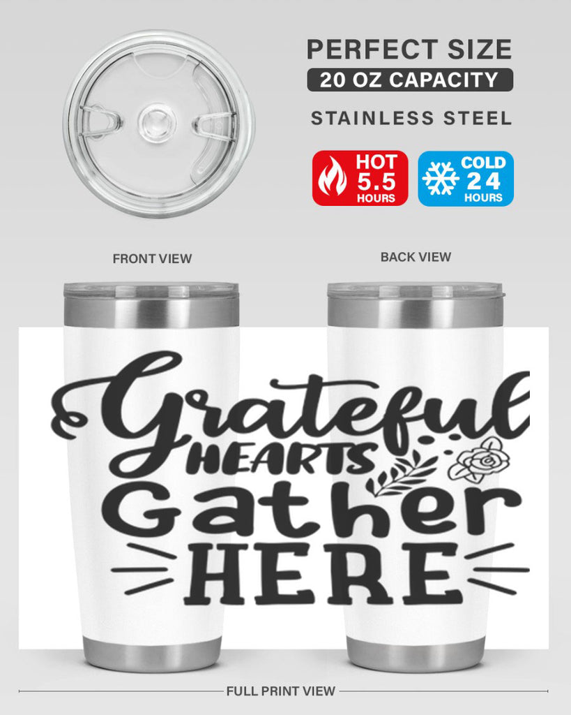 grateful hearts gather here 58#- thanksgiving- Tumbler