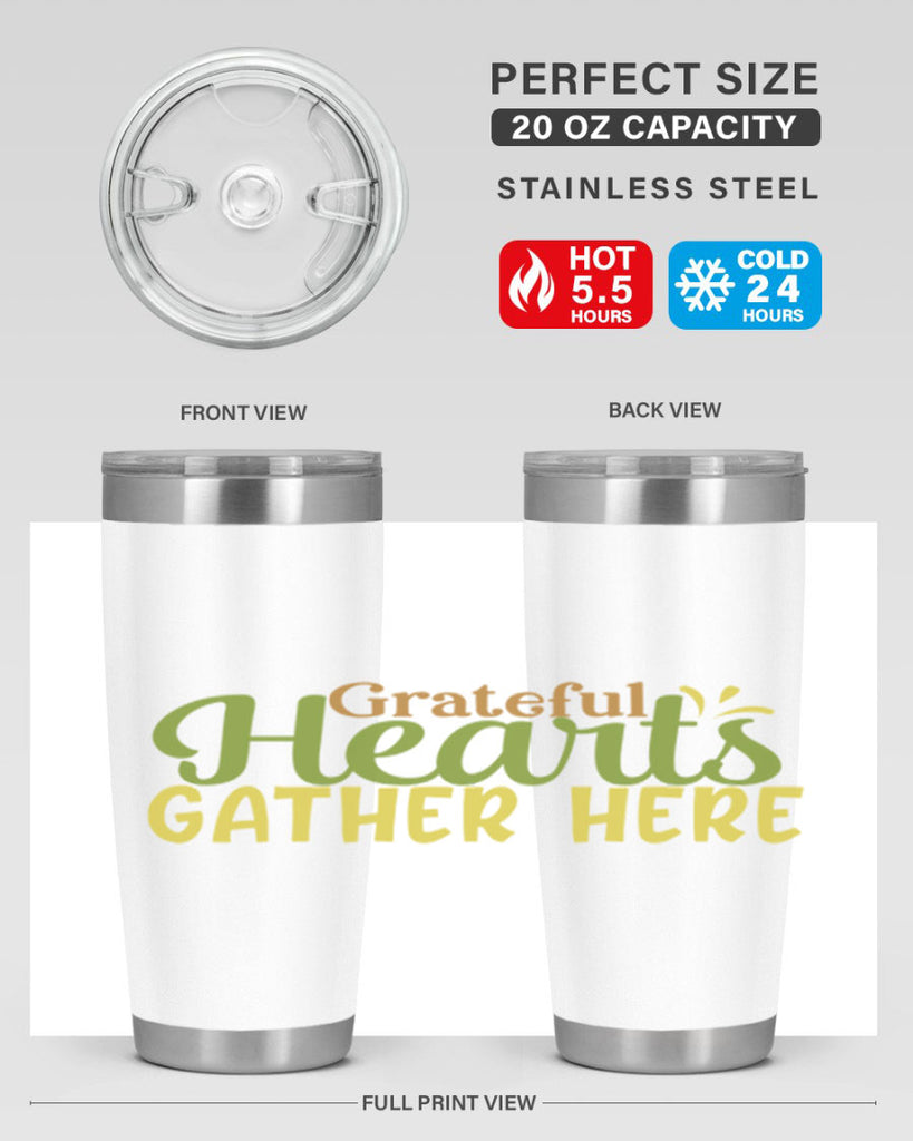grateful hearts gather here 59#- thanksgiving- Tumbler
