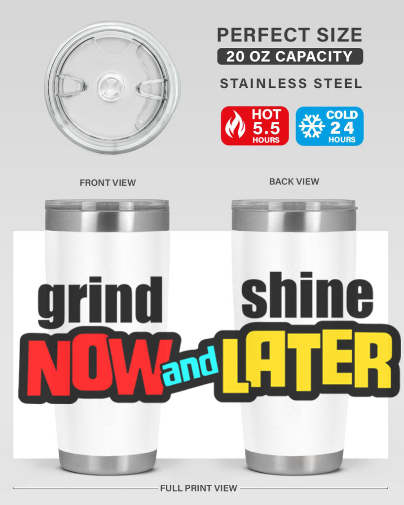 grind now and shine later 142#- black words phrases- Cotton Tank