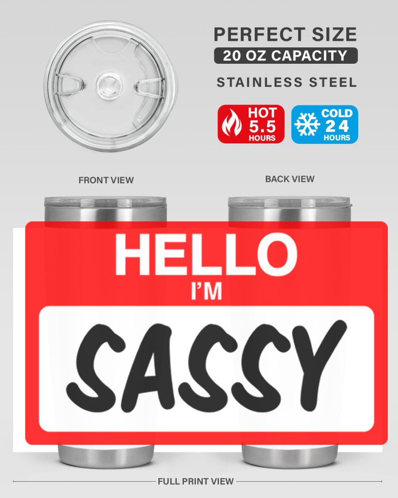 hello im sassy 129#- black words phrases- Cotton Tank