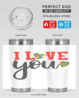 i love you Style 23#- autism- Tumbler
