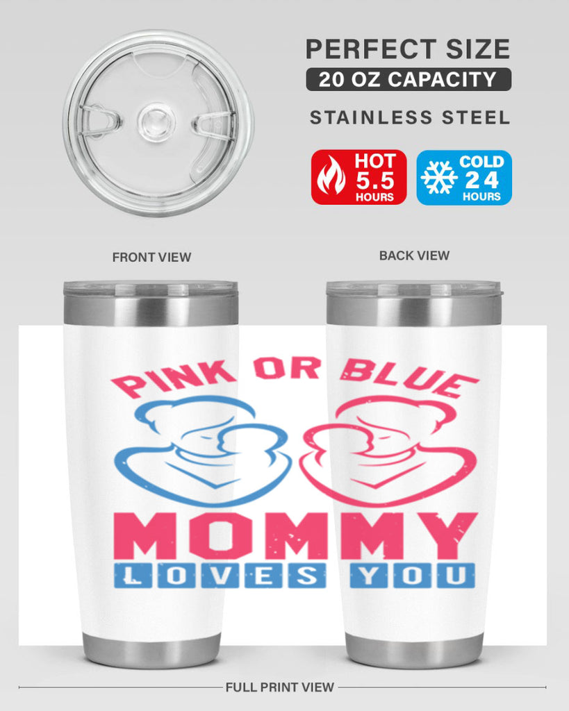 pink or blue Mommy Loves you Style 21#- baby shower- tumbler