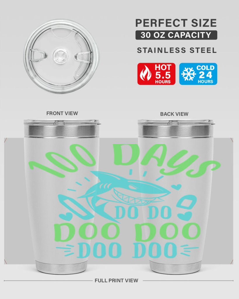 100 days shark doo doo 21#- 100 days of school- Tumbler
