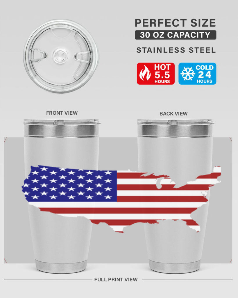 Flag With Map Style 50#- Fourt Of July- Tumbler