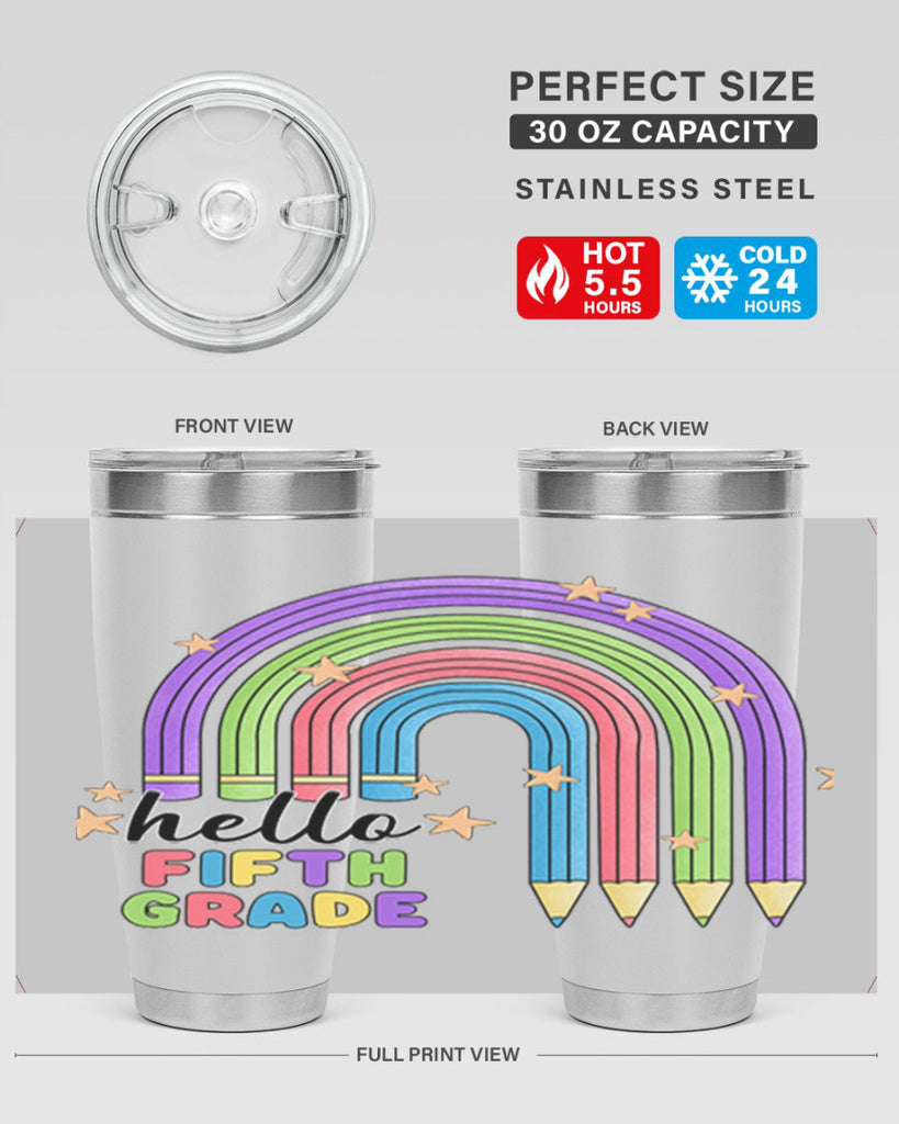 Hello 5th Grade Pencil Rainbow 13#- 5th grade- Tumbler
