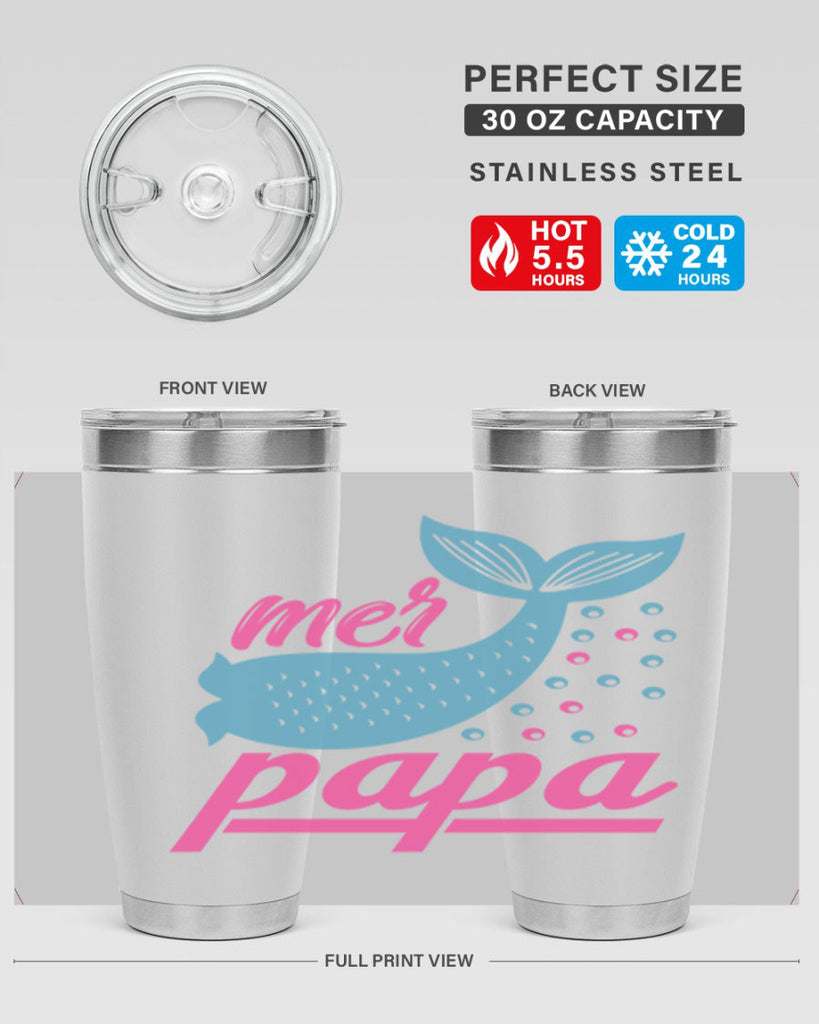 Mer Papa 344#- mermaid- Tumbler