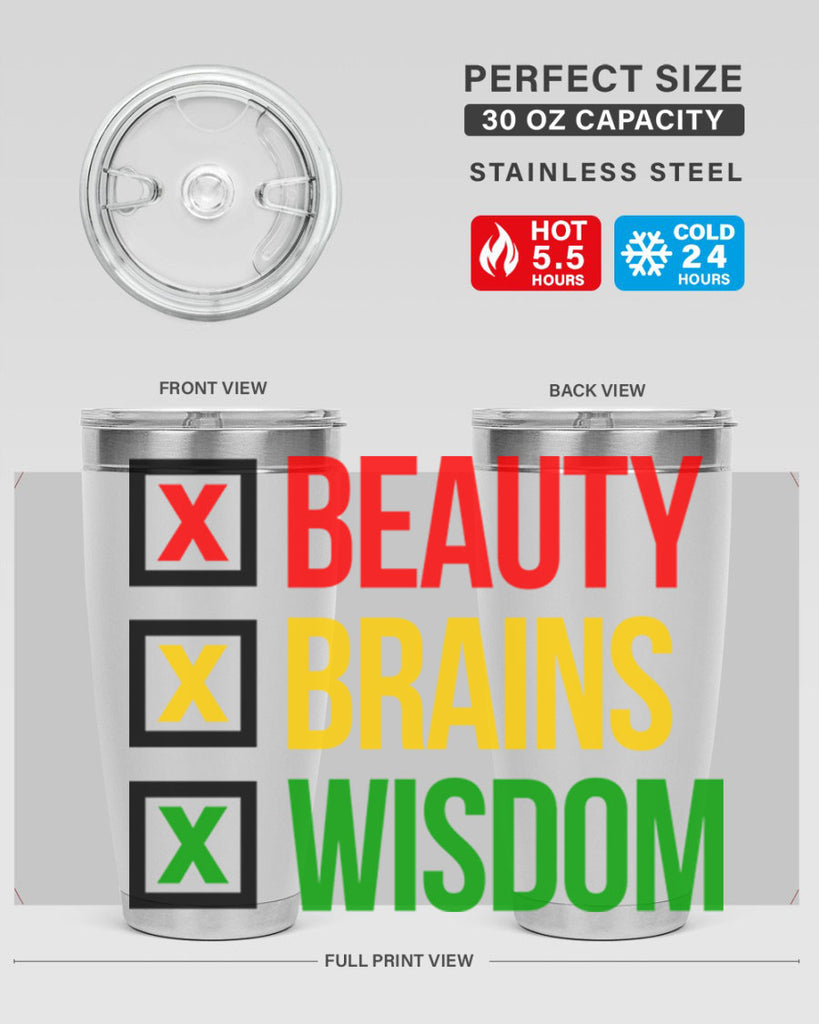 beauty brains wisdom 262#- black words phrases- Cotton Tank