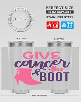 give cancer the boot Style 11#- breast cancer- Tumbler