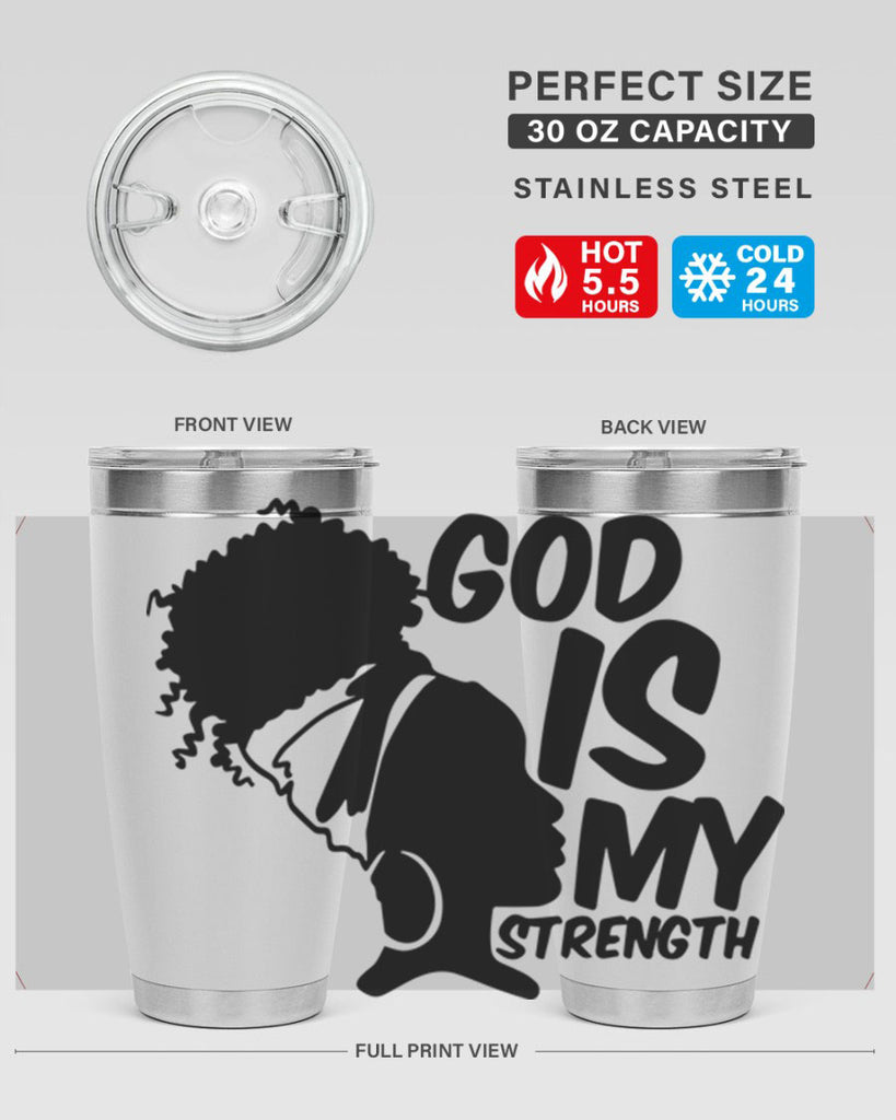 god is my strength- black words phrases- Cotton Tank