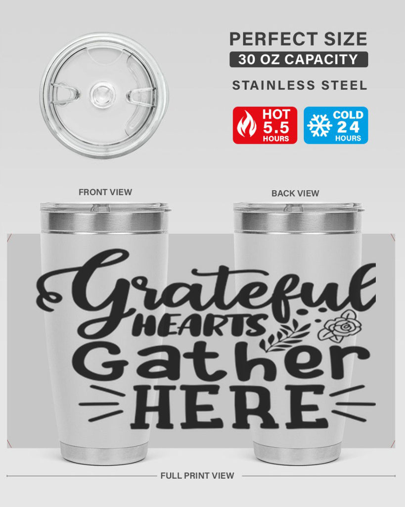 grateful hearts gather here 58#- thanksgiving- Tumbler