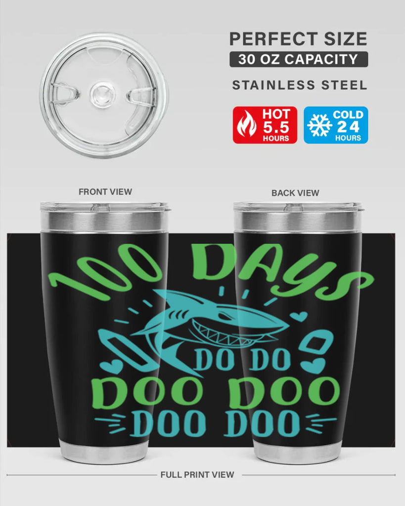 100 days shark doo doo 21#- 100 days of school- Tumbler