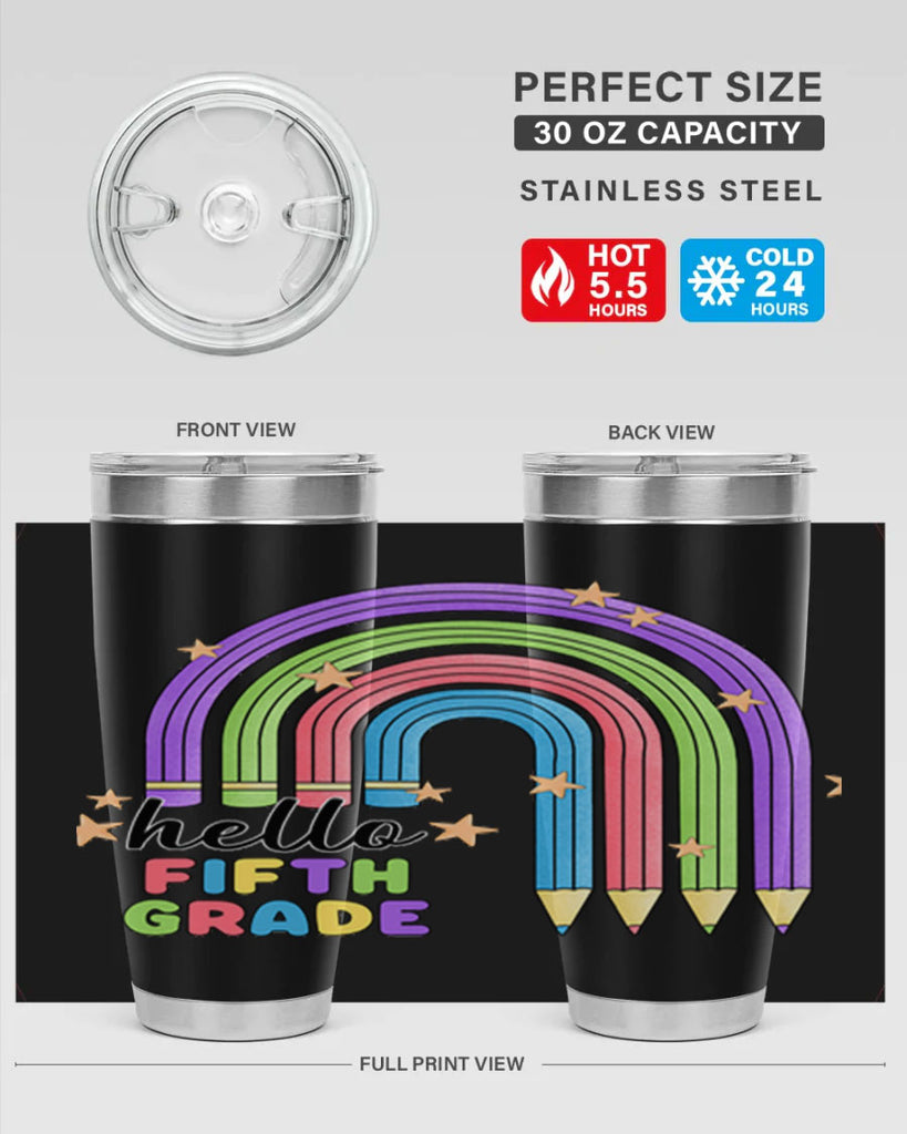 Hello 5th Grade Pencil Rainbow 13#- 5th grade- Tumbler