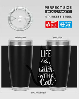 Life Is Better With A Cat Style 98#- cat- Tumbler