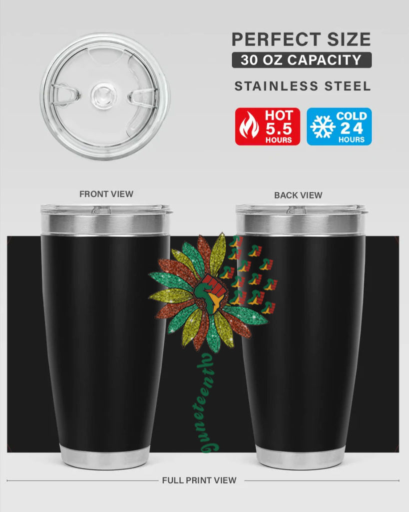 Sunflower Fist Juneteenth Black History 24#- Juneteenth- tumbler