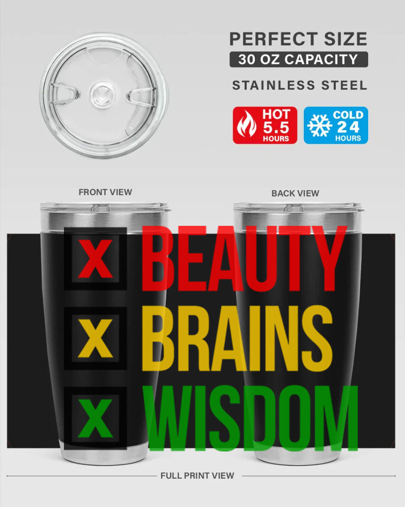 beauty brains wisdom 262#- black words phrases- Cotton Tank