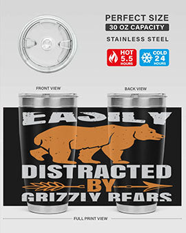 easily distracted by grizzly bears 1#- Bears- Tumbler
