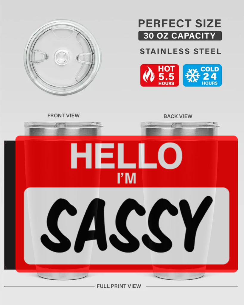 hello im sassy 129#- black words phrases- Cotton Tank