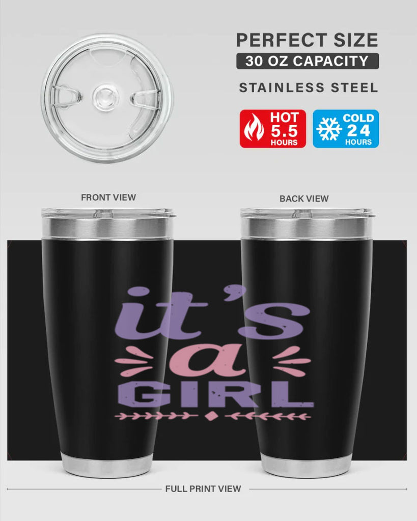 its a girl Style 32#- baby shower- tumbler