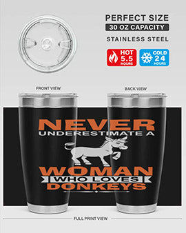 never underestimate a woman who loves donkeys Style 1#- donkey- Tumbler