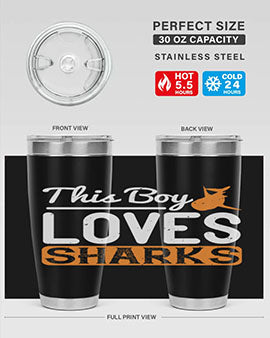 this boy loves sharks Style 14#- shark  fish- Tumbler