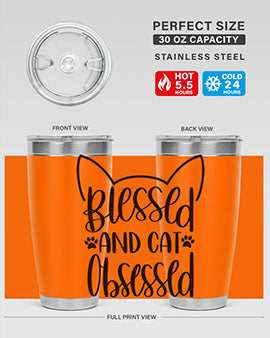 Blessed And Cat Obsessed Style 79#- cat- Tumbler