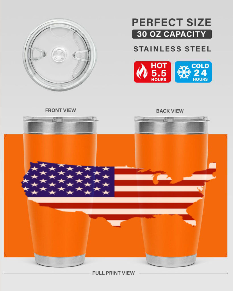 Flag With Map Style 50#- Fourt Of July- Tumbler