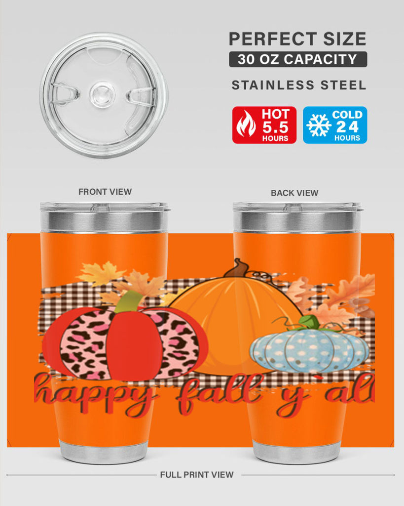 Happy Fall Yall Leopard 229#- fall- Tumbler