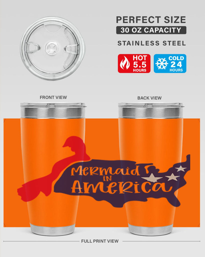 Mermaid In America Style 167#- Fourt Of July- Tumbler