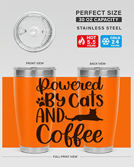 Powered By Cats And Coffee Style 102#- cat- Tumbler