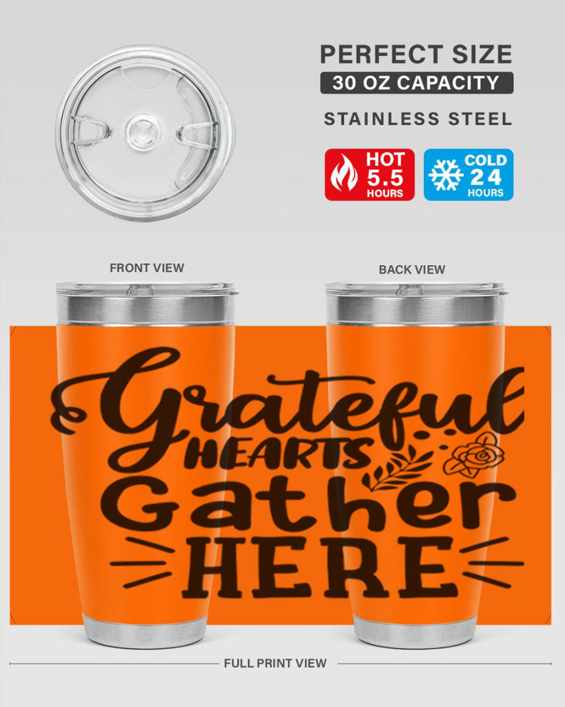 grateful hearts gather here 58#- thanksgiving- Tumbler