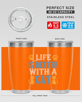 life is better with cat Style 64#- cat- Tumbler