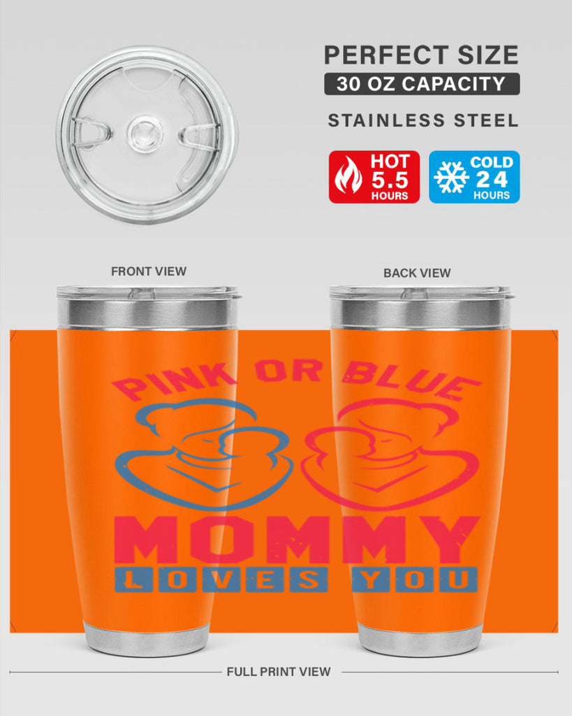 pink or blue Mommy Loves you Style 21#- baby shower- tumbler