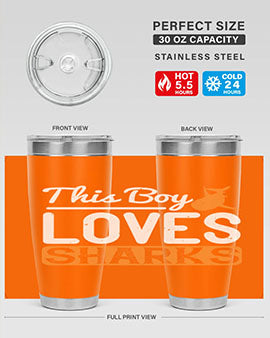this boy loves sharks Style 14#- shark  fish- Tumbler