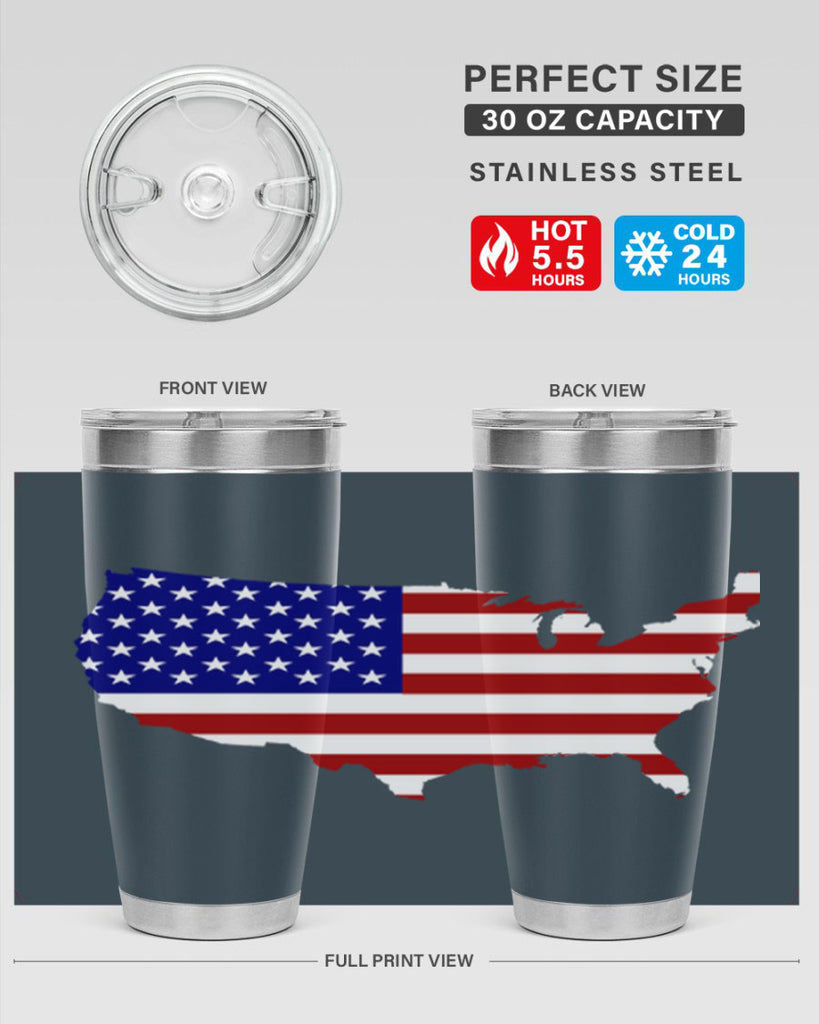 Flag With Map Style 50#- Fourt Of July- Tumbler