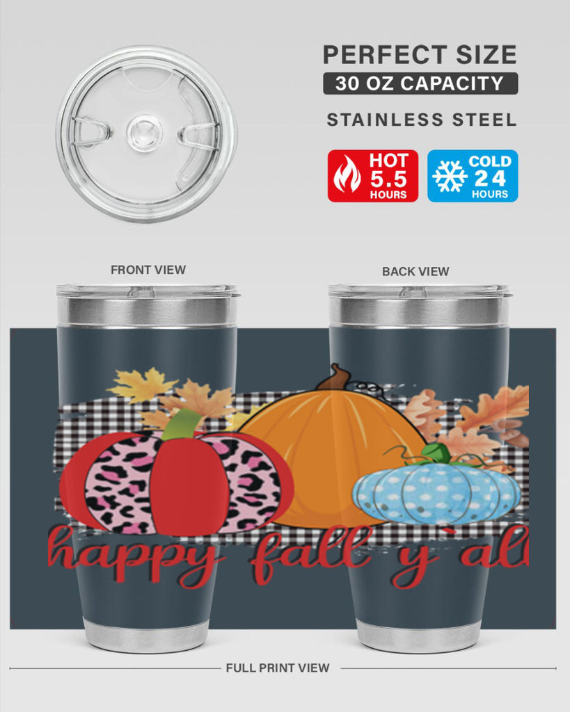 Happy Fall Yall Leopard 229#- fall- Tumbler