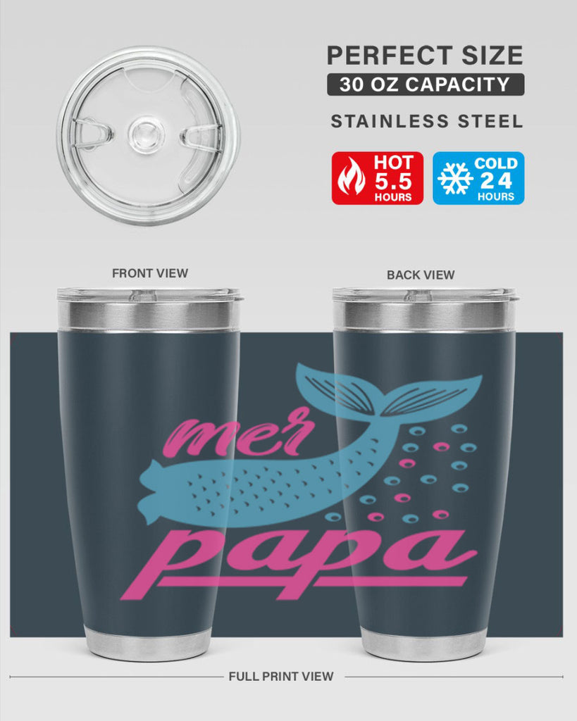 Mer Papa 344#- mermaid- Tumbler