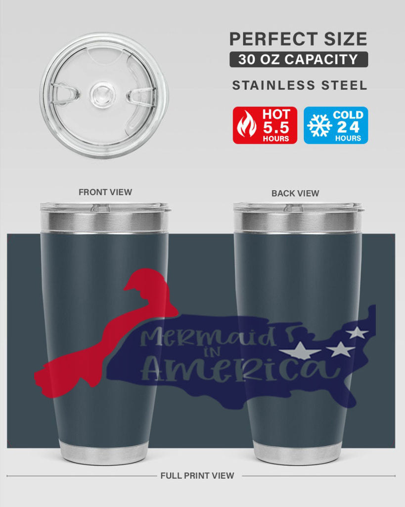 Mermaid In America Style 167#- Fourt Of July- Tumbler