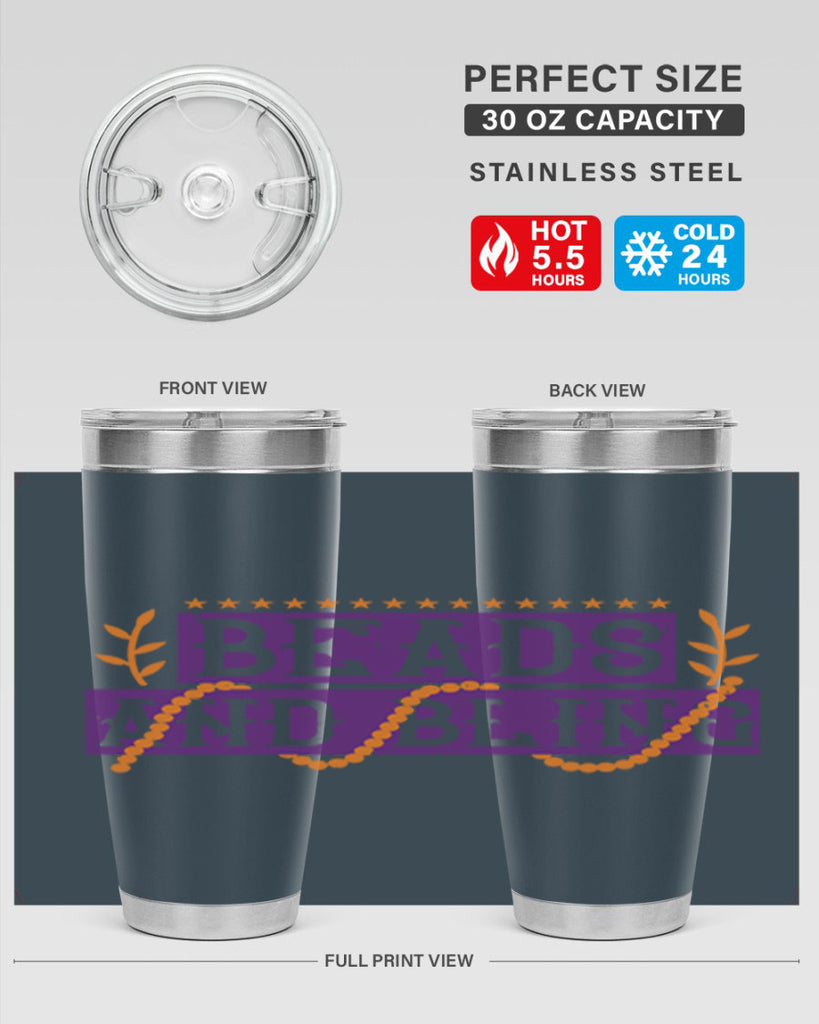 beads and bling 40#- mardi gras- Tumbler