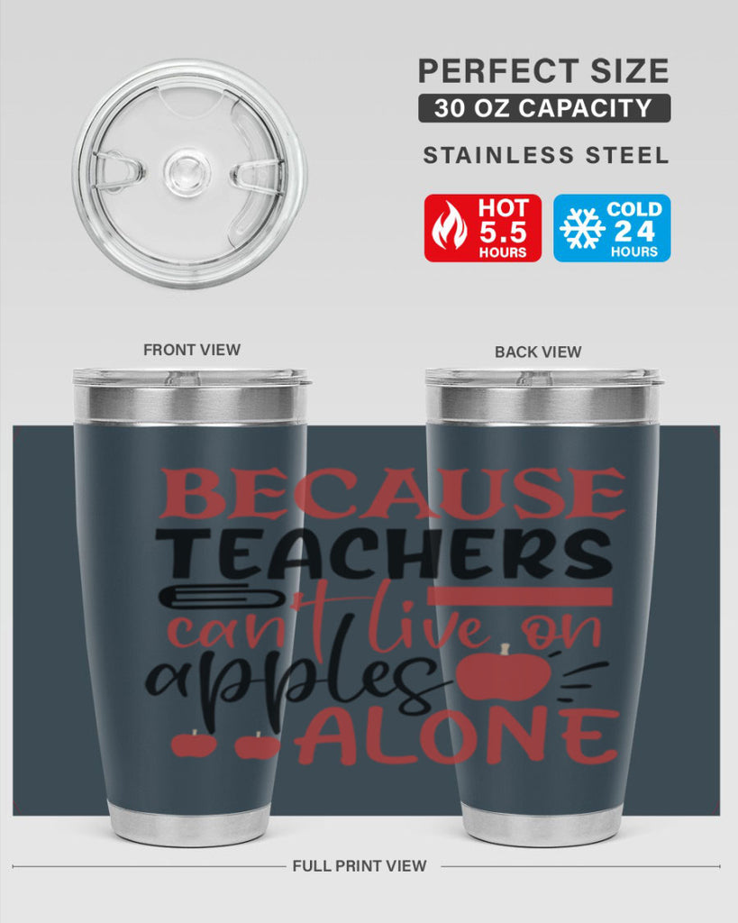 because teachers cant live on apples alone Style 121#- teacher- tumbler